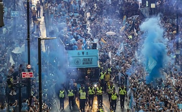 Manchester City won the Premier League, Champions League and FA Cup last season.