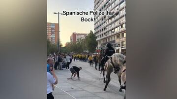 Dortmund fan faces turbulent encounter with mounted policeman at the Bernabéu