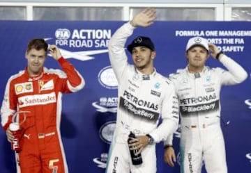 Sebastian Vettel, Lewis Hamilton y Nico Rosberg.