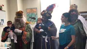 Georgina Rodríguez con los hijos mellizos de Cristiano Ronaldo, Eva y Mateo, en su primer encuentro con los Reyes Magos