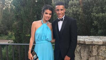 Cristian Tello y su novia Lorena en la boda de Marc Bartra y Melissa Jiménez