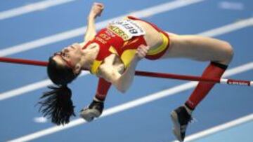 Ruth Beitia durante su competici&oacute;n en los Mundiales de Sopot, en los que gan&oacute; la medalla de bronce en salto de altura. 