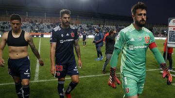 Futbol, Universidad de Chile vs Deportes Antofagasta.
Fecha 24, campeonato Nacional 2021.
Los jugadores de Universidad de Chile son fotografiados tras el partido de primera division contrs Deportes Antofagasta disputado en el estadio El Teniente de Rancagua, Chile.
03/10/2021
Andres Pina/Photosport
Football, Universidad de Chile vs Deportes Antofagasta.
24th date, 2021 National Championship.
Universidad de Chile's players are pictured after the first division match against Deportes Antofagasta held at the El Teniente stadium in Rancagua, Chile.
03/10/2021
Andres Pina/Photosport