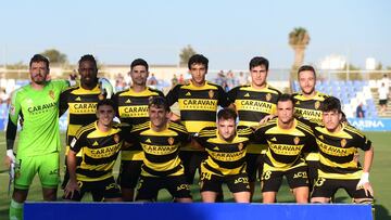 El once del Real Zaragoza que comenzó el partido frente al Real Murcia.