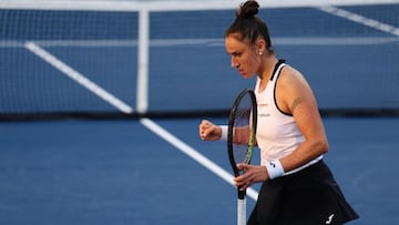 Sara Sorribes celebra un punto en Cleveland