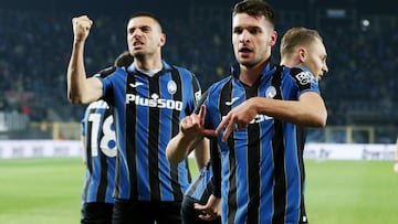 Berat Djimsiti (Atalanta BC) celebrates after scoring a goal 2-1 during the UEFA Europa League, Play-off, 1st leg football match between Atalanta BC and Olympiacos on February 17, 2022 at the Gewiss Stadium in Bergamo, Italy - Photo Francesco Scaccianoce 