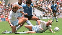 Maradona en el Mundial de 1986 contra Inglaterra.