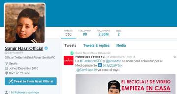 Samir Nasri's Twitter account returns to normal.