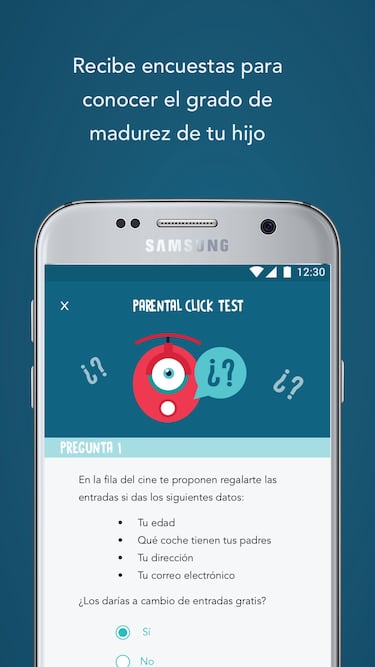 Interfaz de la App Parental Click