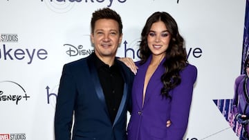 Jeremy Renner and Hailee Steinfeld attend the "Hawkeye" Special Screening at AMC Lincoln Square Theater on November 22, 2021 in New York City.