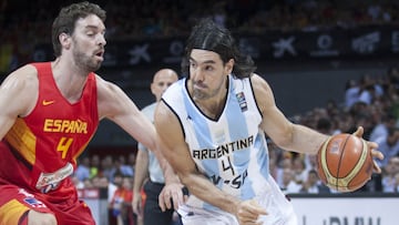 25/08/14 BALONCESTO  PARTIDO AMISTOSO PREPARACION MUNDIAL ESPA&Ntilde;A 2014 SELECCION ESPA&Ntilde;OLA
 ESPA&Ntilde;A - ARGENTINA
 PAU GASOL Y LUIS SCOLA