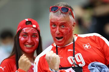 Aficionados de la selección de Suiza.