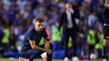 Martín Anselmi durante el partido contra Monterrey en la vuelta de la Semifinal.