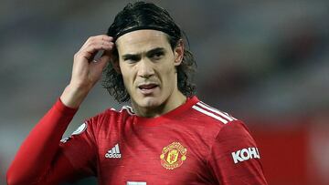 Edinson Cavani, en un partido con el Manchester United.