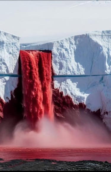 En el glaciar Taylor, en la Antártida, brota un riachuelo de un rojo intenso. Este color no se debe a algas, sino al alto contenido de óxidos de hierro presentes en agua salada atrapada durante millones de años bajo el hielo. Cuando el agua se libera y entra en contacto con la atmósfera, se oxida rápidamente, creando un efecto visual impactante: parece que el hielo está “sangrando”. Su estudio ha aportado información clave sobre condiciones extremas que podrían existir en otros planetas.