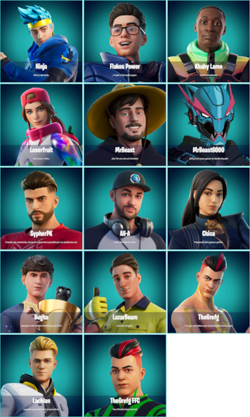 fortnite skins influencers creadores contenido