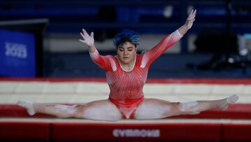 AMDEP4990. SAN SAN SALVADOR (EL SALVADOR), 25/06/2023.- Alexa Moreno de México compite hoy, en la prueba barra fija de la gimnasia artística femenina equipos durante los Juegos Centroamericanos y del Caribe en San Salvador (El Salvador). EFE/ Rodrigo Sura