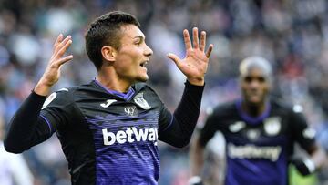 GRAF9900. Valladolid (Spain), 01/12/2018.- CD Leganes' midfielder Oscar Rodriguez celebrates after scoring the 2-0 lead against Real Valladolid, during their Spanish Liga Primera Division soccer match played at Jose Zorrilla stadium in Valladolid, no