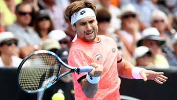 David Ferrer devuelve una bola durante su partido ante Robin Haase en el Torneo ATP 250 de Auckland.