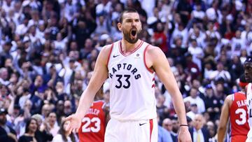 Marc Gasol celebra la victoria sobre los Sixers y el pase a la final del Este.