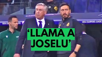 Fragmento de un reportaje de Movistar Plus + en el que se capta como Davide Ancelotti y y su padre deciden llamar a Joselu, protagonista de la remontada.