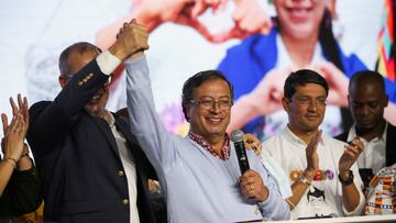 Colombia's presidential candidate Gustavo Petro reacts after winning the referendum vote for the Historic Pact coalition, in Bogota, Colombia March 13, 2022. REUTERS/Luisa Gonzalez