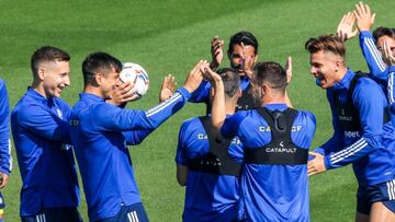 Los jugadores del Cádiz, durante un entrenamiento.