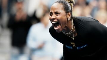 Taylor Townsend celebra su victoria contra Mirra Andreeva en el US Open.