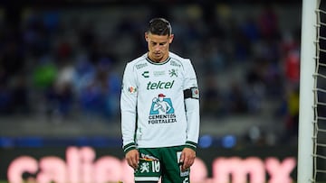 James Rodriguez of Leon during the Quarter-Final second leg match between Cruz Azul and Leon as part of the Liga BBVA MX, Torneo Clausura 2025 at Olimpico Universitario Stadium on May 11, 2025 in Mexico City, Mexico.