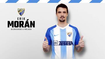 Erik Mor&aacute;n ya posa con la camiseta del M&aacute;laga.