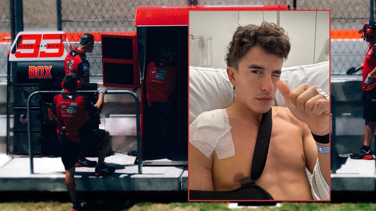 Marc Márquez, tras su operación del hombro derecho.