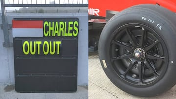Los Pirelli de 18 pulgadas hoy en Jerez junto al camión de Ferrari.