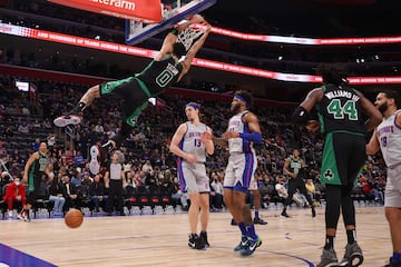 Jayson Tatum in action against the Detroit Pistons in February 2022