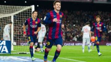 Messi, autor del único gol en el Camp Nou, en la ida de los cuartos de final de Copa del Rey.