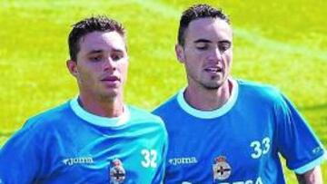 <b>DE LA MANO. </b>Rubén Castro y Momo, amigos y nacidos en Las Palmas, en su etapa en el Deportivo.