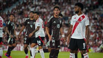 during the international friendly football match between River Plate and Mexico (Mexican National team) at Monumental Stadium on January 21, 2025, in Buenos Aires, Argentina.