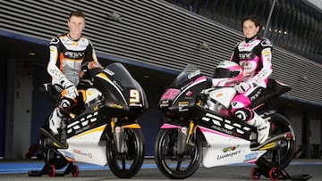 Deroue y Ana Carrasco en 2014 cuando compart&iacute;an box en el Mundial de Moto3.