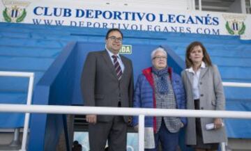 Santiago Llorente, Jesús Polo (ex presidente del Leganés) y la presidenta Victoria Pavón.
