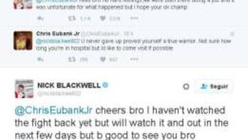 Nick Blackwell y Chris Eubank Jr. se intercambiaron mensajes en Twitter después de que el primero saliese del coma en el que estaba tras el combate entre ambos del pasado 26 de marzo.
