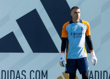 Lunin, durante un entrenamiento en pretemporada.