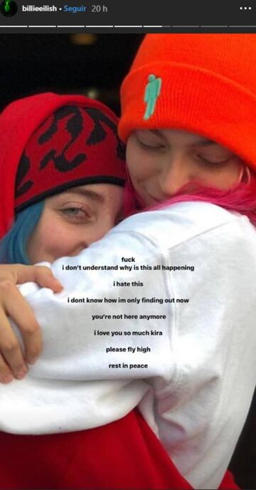 Billie Eilish v&iacute;a Instastories. Diciembre 26, 2019.