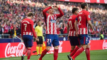 MADRID, SPAIN - FEBRUARY 18: Kevin Gameiro of Atletico de Madrid celebrates after scoring his team's opening goal during the La Liga match between Atletico Madrid and Athletic Club at estadio Wanda Metropolitano on February 18, 2018 in Madrid, Spain.