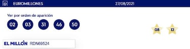 Euromillones: comprobar los resultados del sorteo de hoy, viernes 27 de agosto