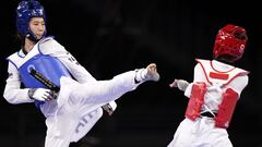 24 July 2021, Japan, Chiba: Thailand&#039;s Panipak Wongpattanakit (blue) competes against Spain&#039;s Adriana Cerezo Iglesias (red) in their Women&#039;s Taekwondo 49kg Gold Medal contest at Makuhari Messe Hall A, at the Tokyo 2020 Olympic Games. Photo: Danny Lawson/PA Wire/dpa
 24/07/2021 ONLY FOR USE IN SPAIN