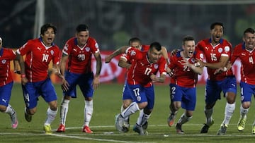 Copa America 2015, 04 Julio. Los jugadores de Chile celebran el penal de Alexis Sánchez que les dio el título.