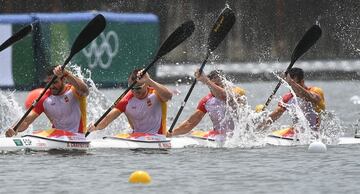 Saúl Craviotto, Marcus Walz, Carlos Arévalo y Rodrigo Germade durante la final. 