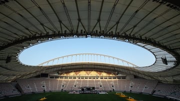 DOHA, QATAR - MARCH 29: A general view of the inside of the Khalifa International stadium ahead of the FIFA World Cup Qatar 2022 on March 29, 2022 in Doha, Qatar. Khalifa International stadium will host 8 including 3rd place match. (Photo by David Ramos/G