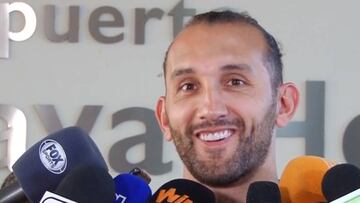 Hern&aacute;n Barcos en la previa del partido contra Tolima. 