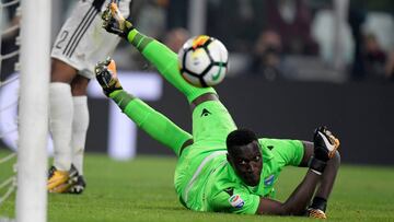 Alfred Gomis, haciendo una parada con el SPAL.