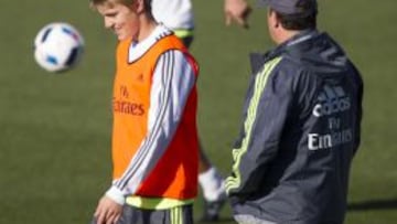 Odegaard, en el entrenamiento de hoy.